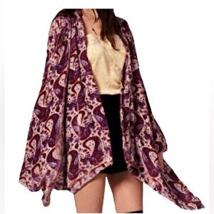 Winter Kate Silk Paisley Velvet Jasmine Burnout Open Front Cardigan kimono style